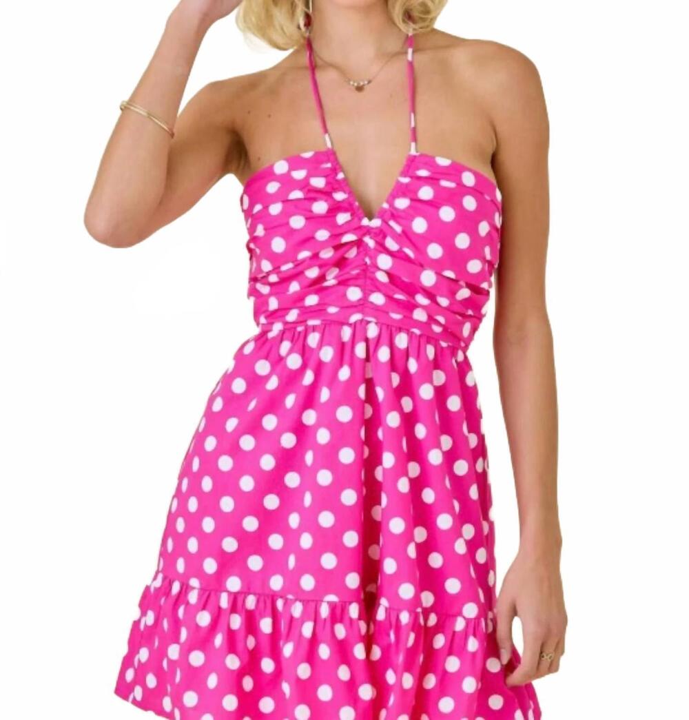 NEW DAY + MOON pilar polka dot halter dress in pink - Picture 4 of 8